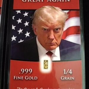 2x President Donald Trump Mugshot MAGA 999 Pure Gold Bar Collector Cards